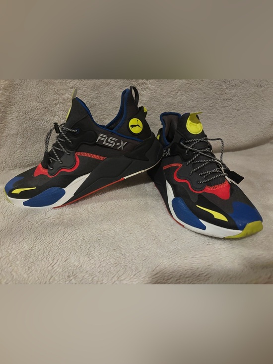 Puma Other - Puma RS-X Black Sneakers with Blue, Red & Neon Yellow Accents